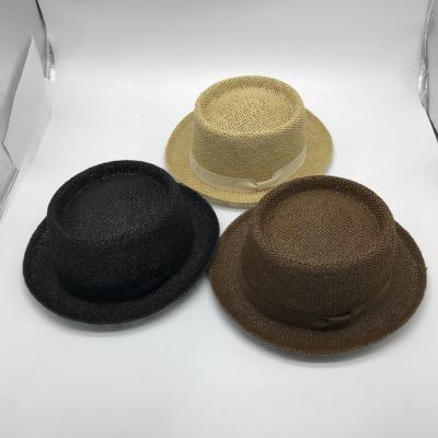 China 2021's Character Factory Price Fashion Straw Hat Fedora Hat With Black Band Paper Woven Motley Hat for sale