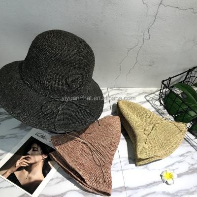 China 2019 Character's New Collapsible Paper Straw Ladies Bucket Hats' for sale