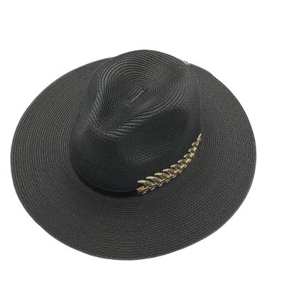 China Factory Supply Wholesale Price Promotion New Striped Design Customized Logo Paper Straw Panama Hat for sale