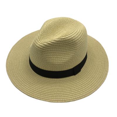 China Factory supply promotion logo brim paper straw Panama hat comfortable wholesale cheap price customized felt hat wide wide fedora hat for sale