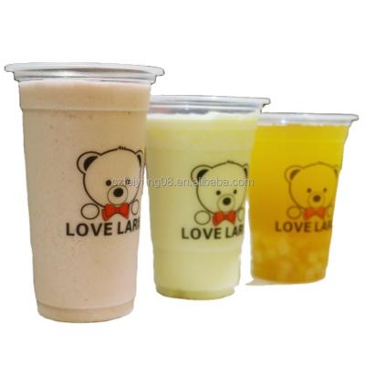 China Single wall hot sale 16 oz 500ml 24oz 700ml bubble boba tea pp cup Disposable Plastic Eggnog Cups Logo Printed Clear for sale