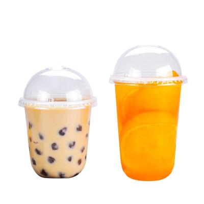 China Single wall custom logo printed clearly 12, 16, 20, 24oz transparent disposable shape plastic boba u cup with lid for sale