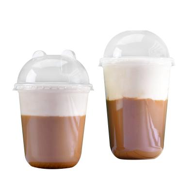 China Single Wall Plastic Lid 24oz Straw Drink Disposable Dessert Cups Custom Hard Ice Cream Water Cup Coffee Lids Cold for sale