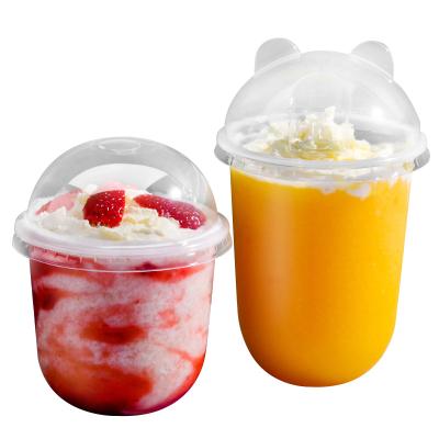 China Single Wall Disposable Boba U Plastic Cup Yogurt Smoothie Ice Cream Cups Dome Lids Bubble Tea Cups Milktea for sale