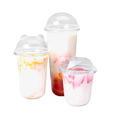 China Disposable Single Wall Plastic Beer Cup Custom LOGO Take Away Cold Drink U-Shape Cups for sale