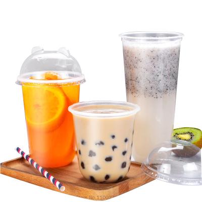 China 500ml U Shape Diamond Bubble Tea Cup Custom Logo Single Wall Disposable Plastic Cups Milk Tea Coffee Cup With Lids for sale