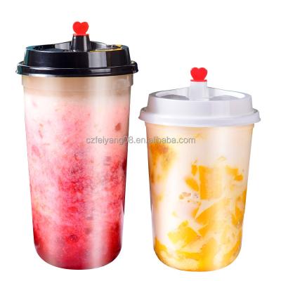 China 500 700ml U shape hard plastic cup custom single wall boba cups pp 16oz frosted cup for sale