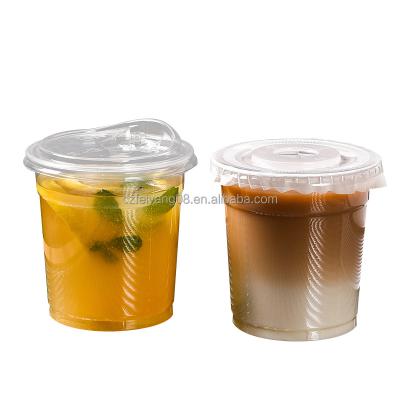 China Single Wall Disposable Plastic Coffee Cups Lids Wholesale Custom Logo Printed Pet Cup With Straws Clear Lid for sale