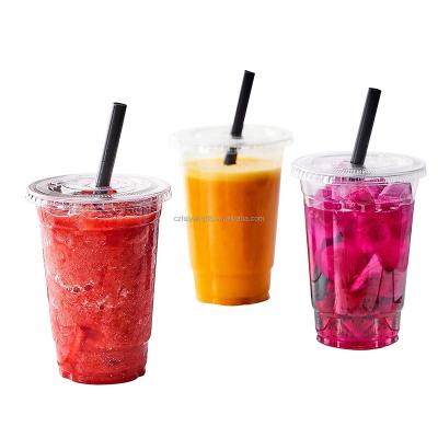 China 12oz 16oz 20oz 24oz Single Wall Custom Printed Plastic Bubble Tea Cup Take Away Boba Cups Disposable Plastic Cup for sale