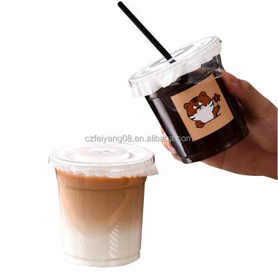 China China Factory Single Wall Plastic Clear Plastic Coffee Drinkware Smoothie Milkshake Mug Cup With Lids for sale