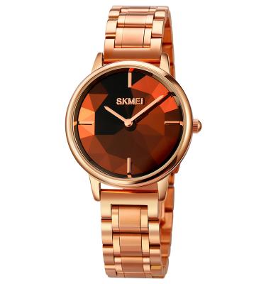 China Water Resistant SKMEI 1789 Brand Watch Women's 3D Crystal Rose Gold Stainless Steel Watch Special Female for sale