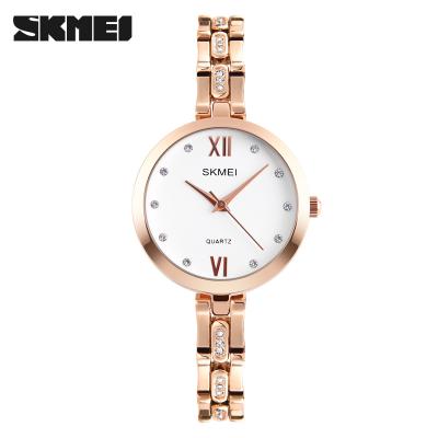 China SKMEI 1225 Water Resistant Women Wristwatches Ladies Stainless Steel Gold Chain Watch for sale