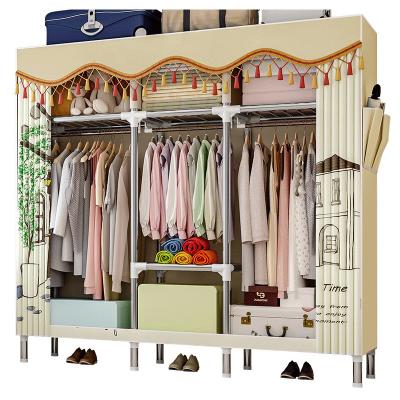 China 2022 newest almirah design adjustable children's bedroom modern simple wardrobe uganda fabric (size) sliding closet for sale