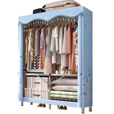 China (Size) Cheap Customized Modern Almirah Steel Wardrobe Fabric Clothes Cabinet Adjustable Portable Designs for sale