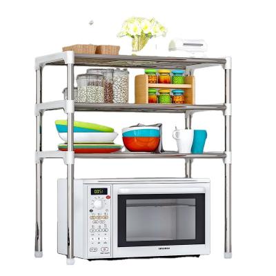 China High Quality Metal Microwave Oven Rack Kitchen Multifunctional Dish Shelf Storage Double Decker Stand for sale