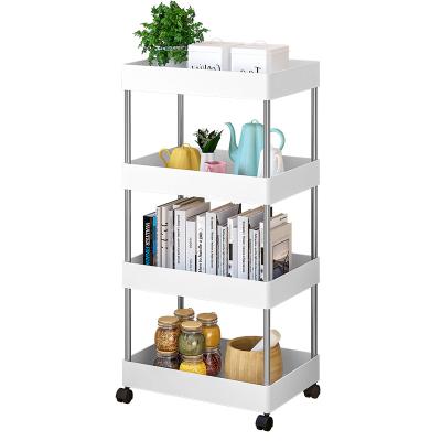 China Living Room Plastic Living Room Shelf Multifunctional Kitchen Rack Cart Household 4 Layers Storage Trolley for sale