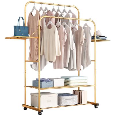 China (Or Other)Cheap Portable Adjustable Clothes Hanging Rack Bedroom Metal Standing Coat Rack With Wheels for sale