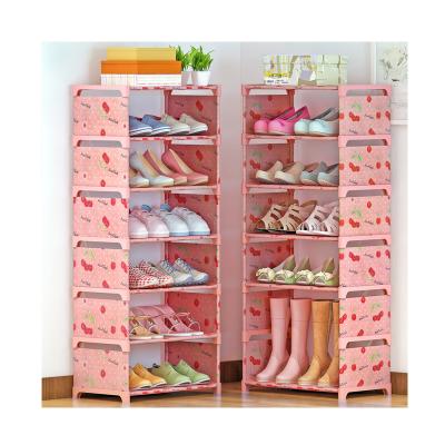 China Household Adjustable (Size) Non-woven Organizer Shoe Display 6 Layer Shoe Cabinet Hallway Shoe Storage Rack for sale