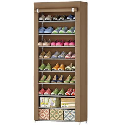 China Factory price convertible modern 9 layers fabric shoe rack shoe display rack storage cabinet with covered for sale