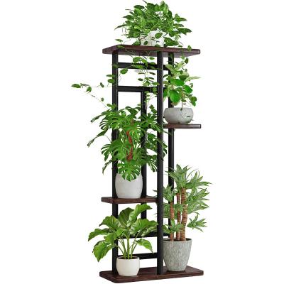 China Sustainable Artificial Flower Display Wooden Barrel Racks Multi-Layer Flower Pot Hanging Rack For Home for sale