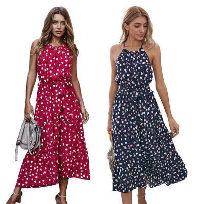 China 2021 Summer New Fashion Women's Anti-Static V-Neck Dress Sexy Women, Backless Cross Elegant Casual Dress Custom Made for sale