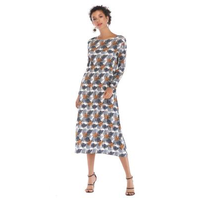 China Anti-wrinkle New Casual Nice Design Printed Beautiful Pattern Dress Long Skirt for sale