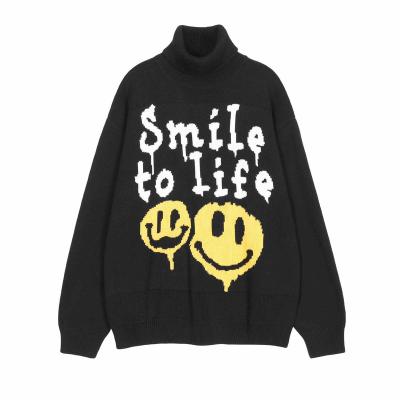 China QUICK DRY Custom Black Smile To Lift Up Sweater Women Streetwear Fashion Tortoise O Neck O Neck Pullover Men Unisex Sweaters for sale