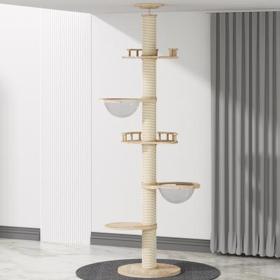 China Viable Durable Cork Cat Tree Tower High Grade Cork Solid Wood Cat Climbing Tree Toys for sale