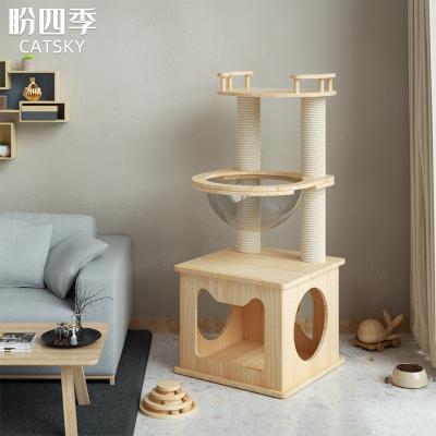 China New Fashion Hot Sale Viable Cat Tree Large Tower Wooden Cat House Trees for sale