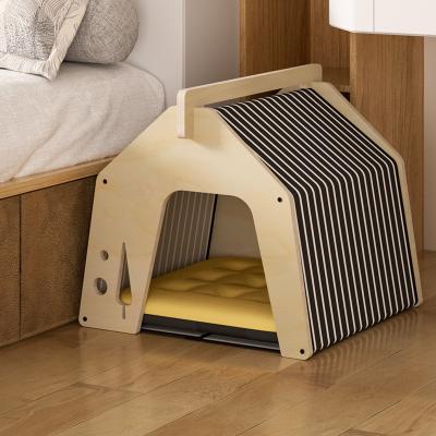 China High Quality Sustainable Durable Wooden Pet Luxury Wooden Bed Furniture Cat Indoor Cat House for sale