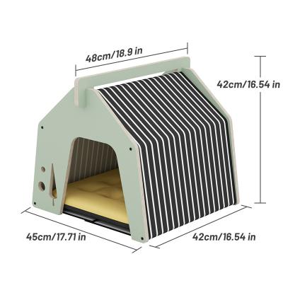 China Sustainable Luxury High Quality Solid Wood Cat House Small Wooden Pet Dog Bed Indoor Furniture Pet Bed for sale