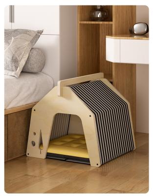 China Sustainable Stylish Style Wooden Houses High Quality Cat Dog Bed For Pet for sale