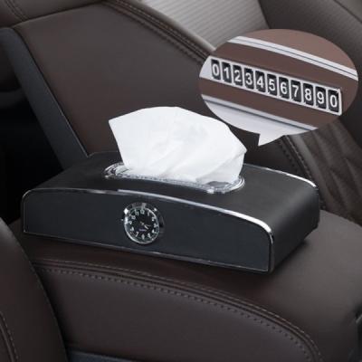 China Luxury High End Business / Business Car Decorations With Clock + Phone Number Plate And Car Tissue Box for sale