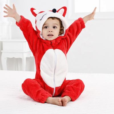 China Dropshipping Causal Flannel Suit Red Fox Baby Clothes Kids Winter Baby Rompers Animal Overalls for sale