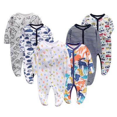 China Wholesale Causal Newborn Baby Cotton Pajamas Rompers Clothes Comfortable Soft Baby Print Long Sleeve Romper Winter Overalls for sale