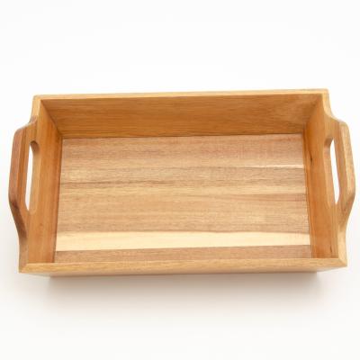 China Making Breakfast/Vegetable/Cheese/Bread/Kitchen Easy Clean Restaurant Utensils Serving Tray Home Decorative Promotional Wood Serving Tray With Handles for sale