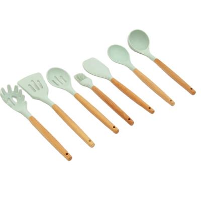 China Best Selling Viable Silicone Kitchen Utensils For Cooking Food Beech Wood Kitchen Tool Promotional Utensils for sale