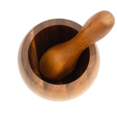 China Viable Wholesale Acacia Mortar And Pestle Wooden Light Weight Grinding Utensils Manual Grinding Tools for sale