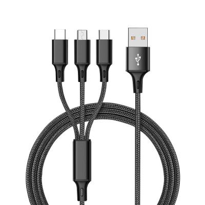 China Wholesale MP3/MP4 Player Nylon Braided 3 In 1 Mobile Phone USB Fast Charging Cable for sale