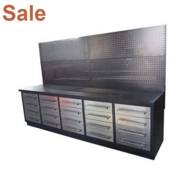 China Garage storage or workbench 20drawer workshop tool cabinet factory price metal steel with stainless steel drawer front for sale