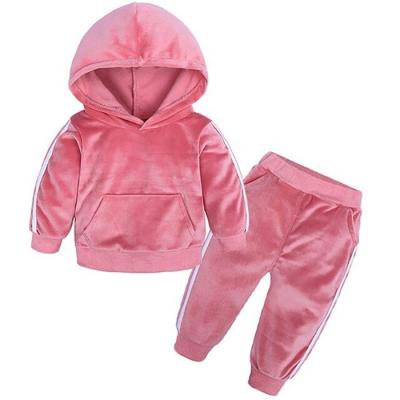 China Custom Made BILLIONS Baby Toddlers Pink Velor Breathable Tracksuit Girls Kids Tracksuit Sets for sale