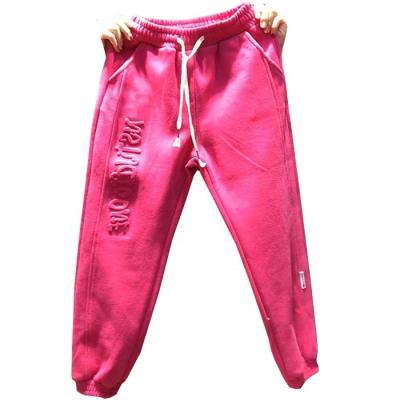 China Anti-wrinkle women's streetwear trackpants print unisex 100% cotton embossed sweatpants for sale