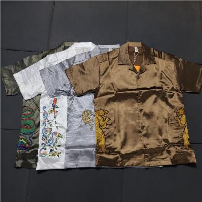 China BILLION Customs Embroidery Cuban Shirt Summer Anti-Pilling Cuban Collar Shirt Men for sale