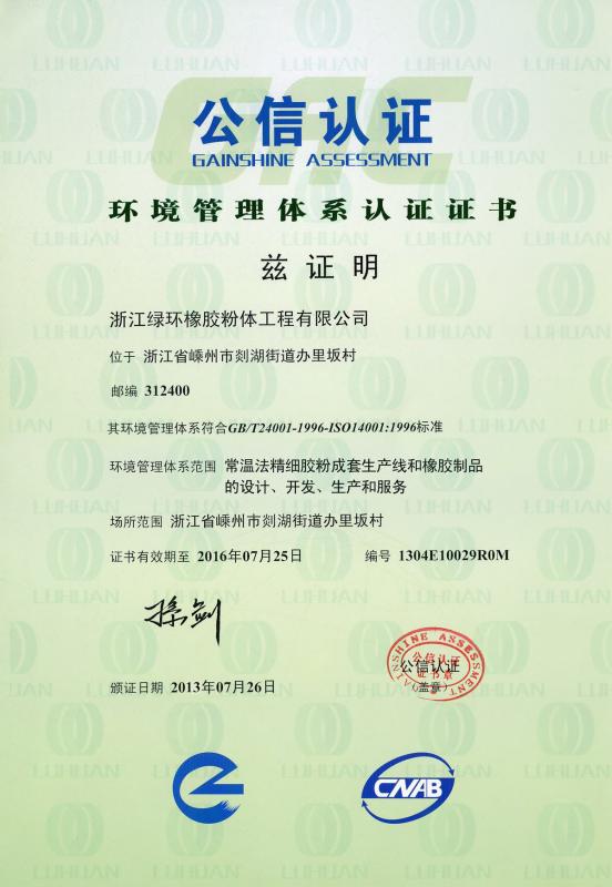 ISO14001 - Hangzhou Luhuan Trading Co.,Ltd