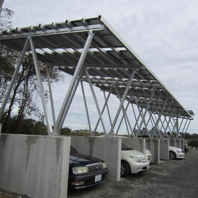 China Pre-assembled Aluminum Solar Rack Parking Lot Water Proof Car Parking Charging Solar Power Station for sale