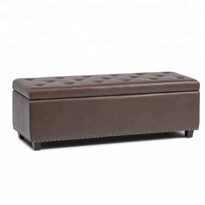 China Inflatable Blast Cane Wooden Seat Leather Ottoman Storage Ottoman Bench Stool Chair for sale