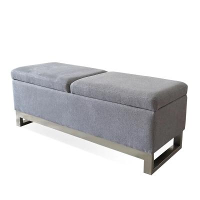 China Gray Storage House Fabric Storage Tray Bench Stool for sale