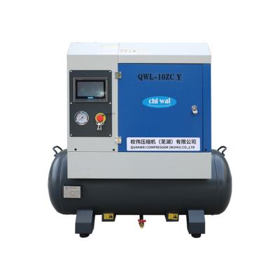 China OIL-LESS 7.5KW Air Compressor Air 8 Bar Compressor Oil Injected Screw Air Compressor With 10hp Tank for sale