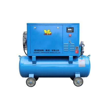 China 7.5KW Lubricated 10HP 2in1 Integrated Air Compressor With Portable Air Tank Oilless Screw Air Compressor for sale