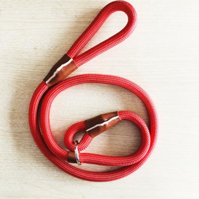 China Sustainable High Strength Dog Rope Leash With Leather Logo for sale